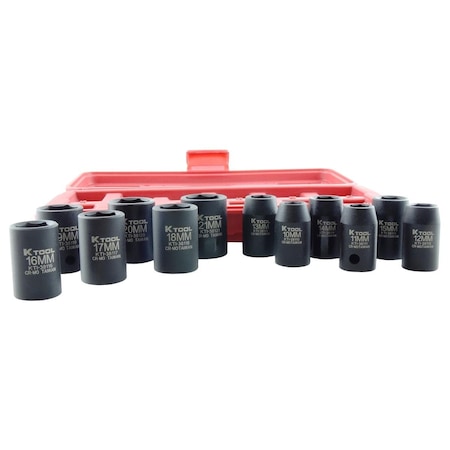 K-Tool International 1/2" Drive Socket Set, Metric, 12 pcs KTI-38100